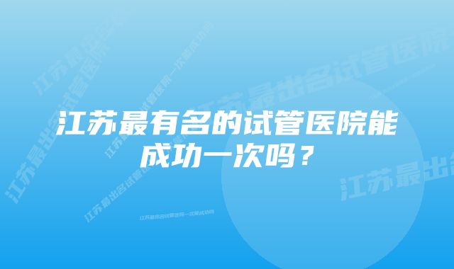 江苏最有名的试管医院能成功一次吗?