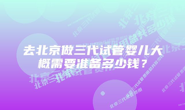 去北京做三代试管婴儿大概需要准备多少钱?