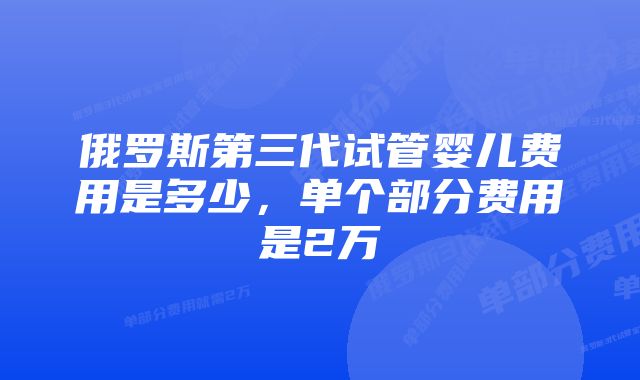 俄罗斯第三代试管婴儿费用是多少,单个部分费用是2万