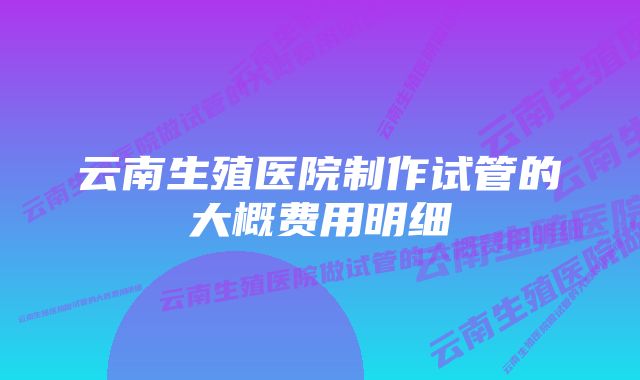 云南生殖医院制作试管的大概费用明细