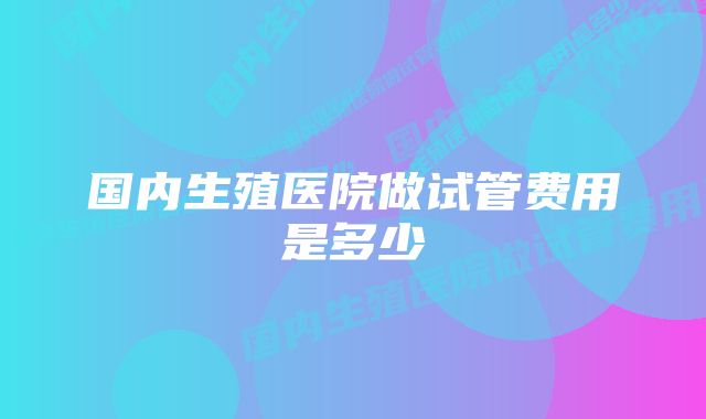 国内生殖医院做试管费用是多少