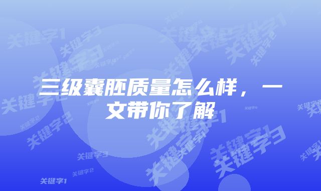 三级囊胚质量怎么样,一文带你了解