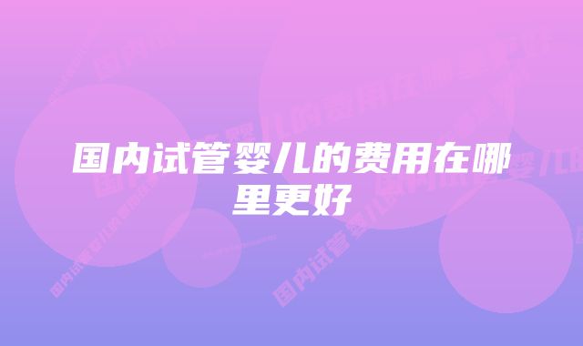 国内试管婴儿的费用在哪里更好