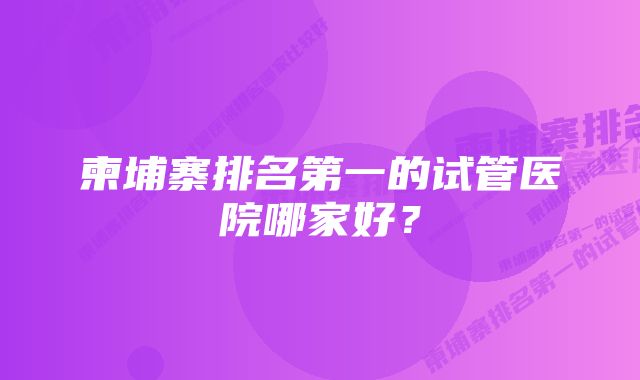 柬埔寨排名第一的试管医院哪家好?