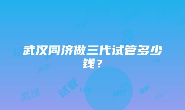 武汉同济做三代试管多少钱?