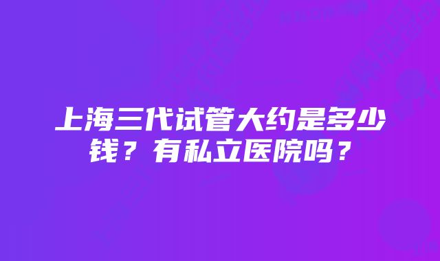 上海三代试管大约是多少钱?有私立医院吗?