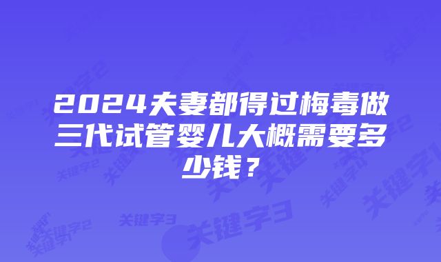2024夫妻都得过梅毒做三代试管婴儿大概需要多少钱?