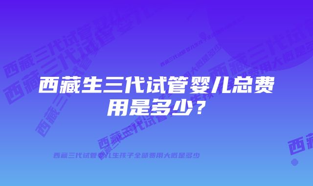 西藏生三代试管婴儿总费用是多少?