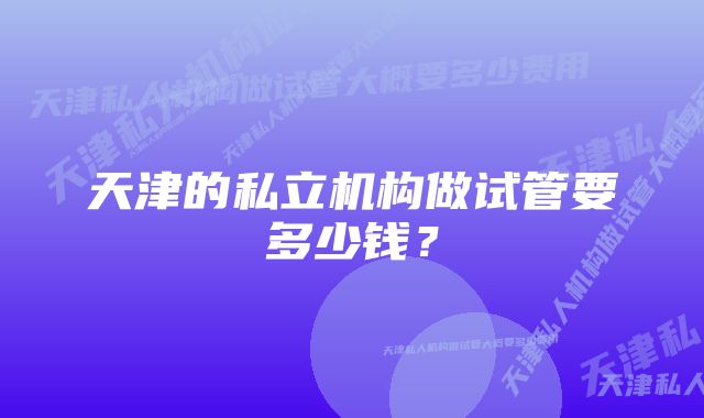 天津的私立机构做试管要多少钱?