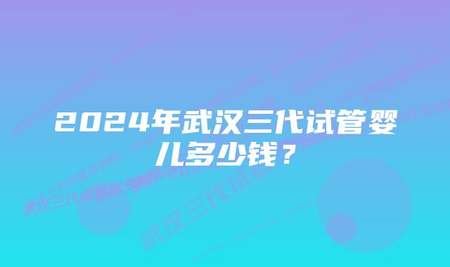2024年武汉三代试管婴儿多少钱?