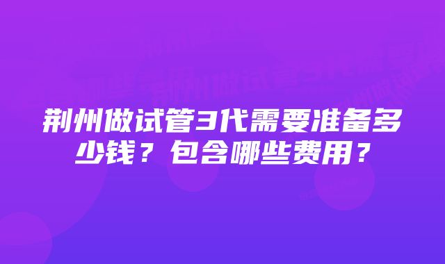 荆州做试管3代需要准备多少钱?包含哪些费用?