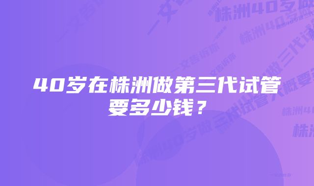 40岁在株洲做第三代试管要多少钱?