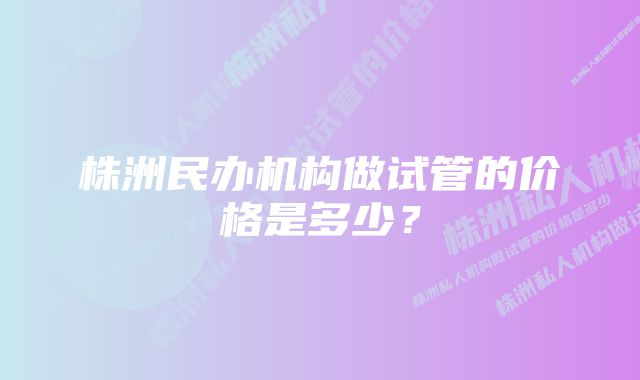 株洲民办机构做试管的价格是多少?