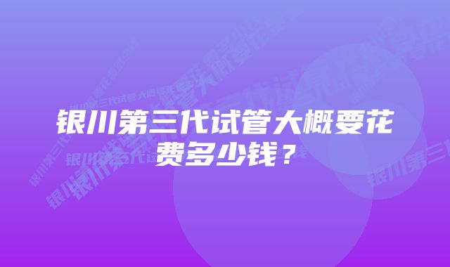 银川第三代试管大概要花费多少钱?