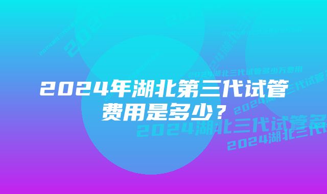 2024年湖北第三代试管费用是多少?
