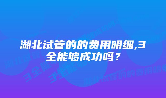 湖北试管的的费用明细,3全能够成功吗？