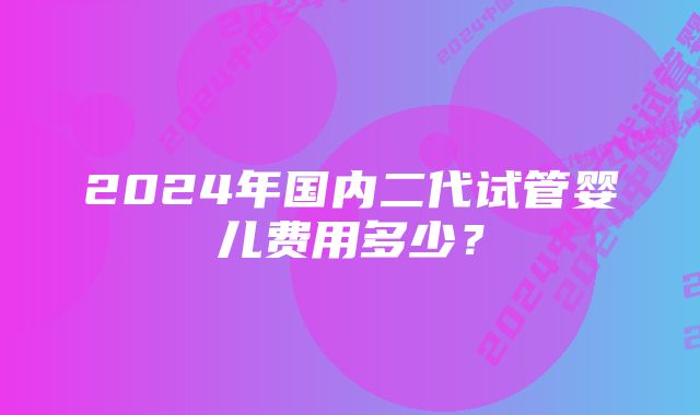 2024年国内二代试管婴儿费用多少?