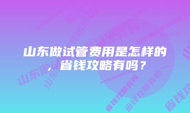 山东做试管费用是怎样的,省钱攻略有吗?