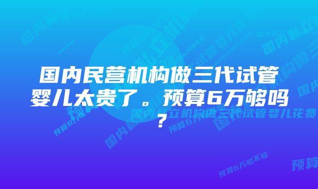 国内民营机构做三代试管婴儿太贵了。预算6万够吗?