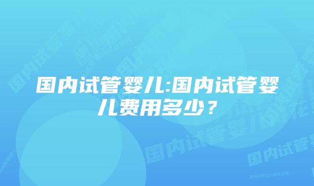 国内试管婴儿:国内试管婴儿费用多少?