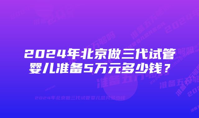 2024年北京做三代试管婴儿准备5万元多少钱?