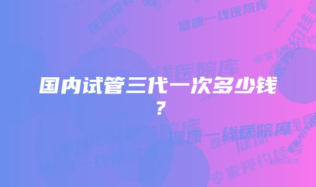 国内试管三代一次多少钱?