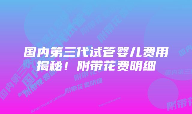 国内第三代试管婴儿费用揭秘!附带花费明细