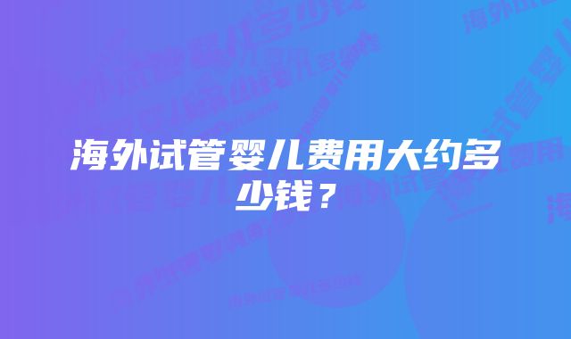 海外试管婴儿费用大约多少钱?