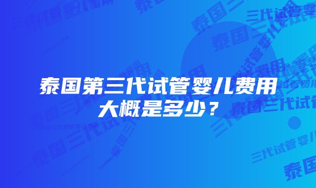 泰国第三代试管婴儿费用大概是多少?