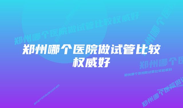 郑州哪个医院做试管比较权威好