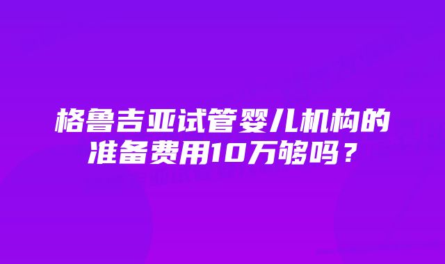 格鲁吉亚试管婴儿机构的准备费用10万够吗?