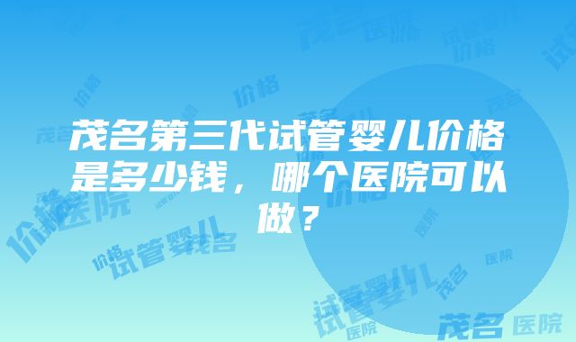 茂名第三代试管婴儿价格是多少钱,哪个医院可以做?