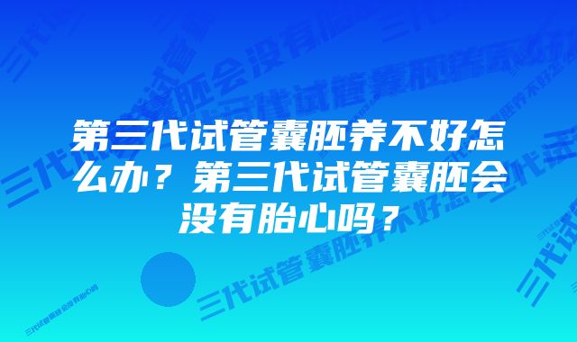 第三代试管囊胚养不好怎么办?第三代试管囊胚会没有胎心吗?