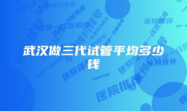 武汉做三代试管平均多少钱