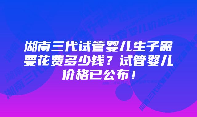 湖南三代试管婴儿生子需要花费多少钱？试管婴儿价格已公布！