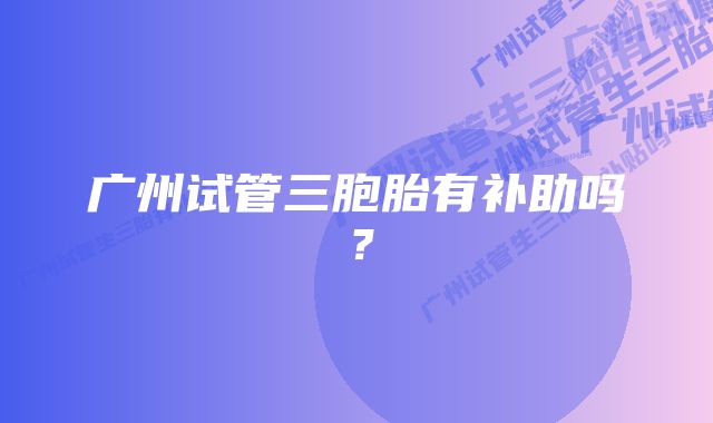广州试管三胞胎有补助吗?