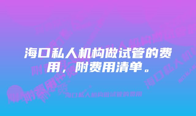 海口私人机构做试管的费用,附费用清单。