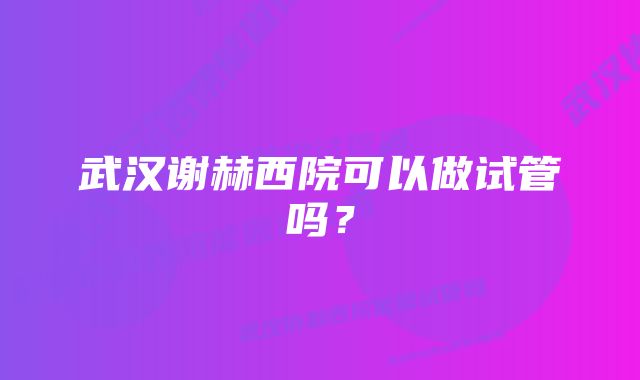 武汉谢赫西院可以做试管吗?
