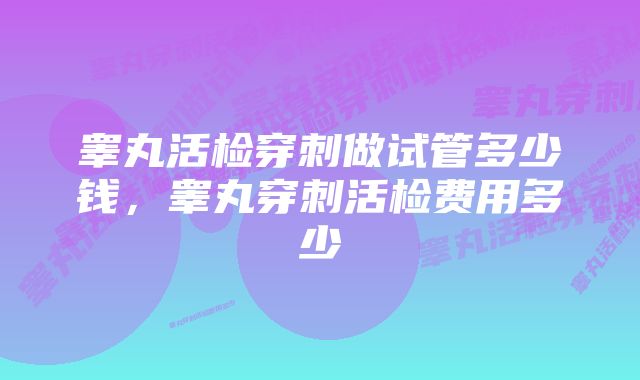 睾丸活检穿刺做试管多少钱,睾丸穿刺活检费用多少