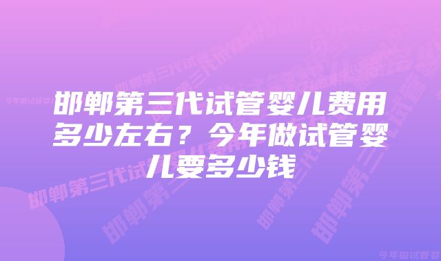 邯郸第三代试管婴儿费用多少左右?今年做试管婴儿要多少钱