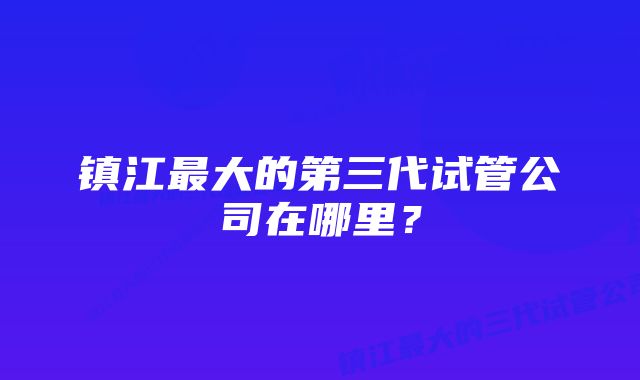 镇江最大的第三代试管公司在哪里?