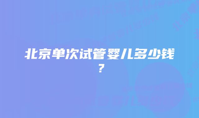 北京单次试管婴儿多少钱?