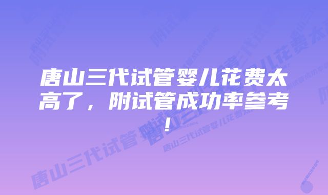 唐山三代试管婴儿花费太高了,附试管成功率参考!
