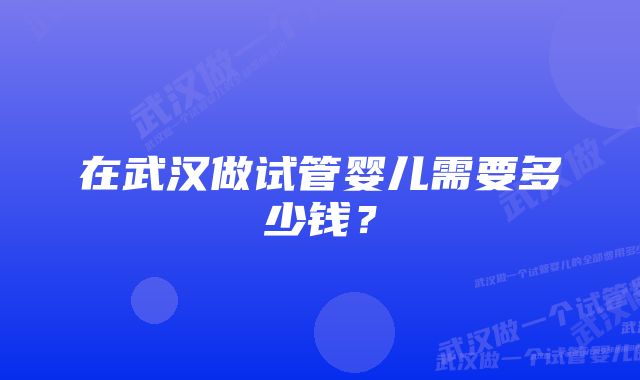 在武汉做试管婴儿需要多少钱?