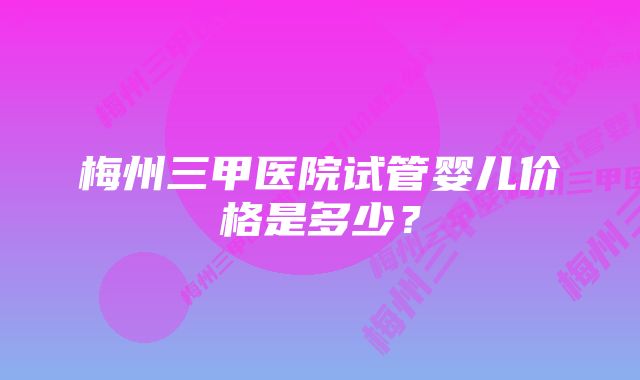 梅州三甲医院试管婴儿价格是多少?