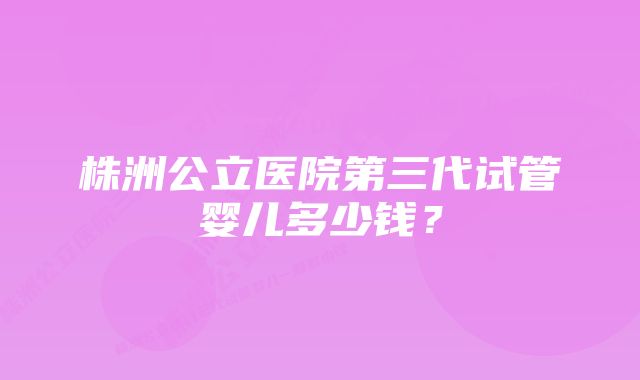 株洲公立医院第三代试管婴儿多少钱?