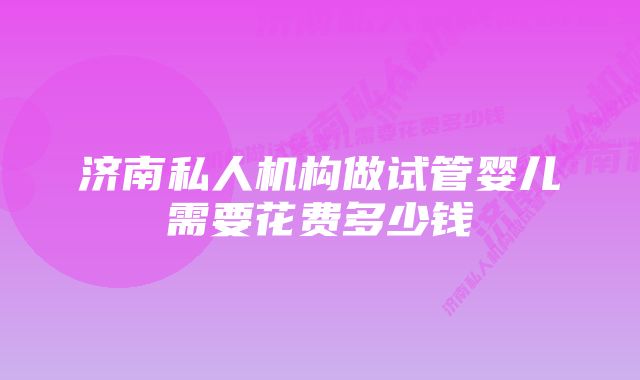 济南私人机构做试管婴儿需要花费多少钱