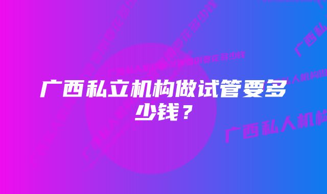 广西私立机构做试管要多少钱?
