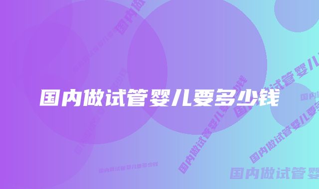 国内做试管婴儿要多少钱