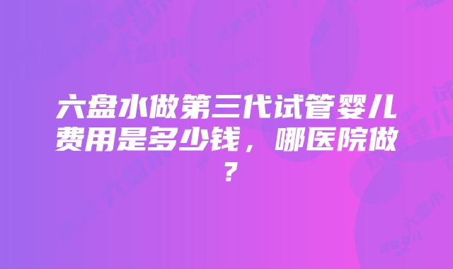 六盘水做第三代试管婴儿费用是多少钱,哪医院做?